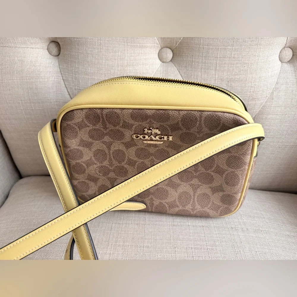 Coach Signature Brown and Yellow Crossbody Bag